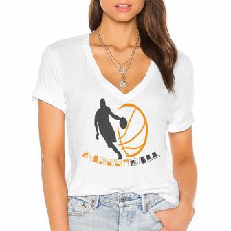 Funny Basketball Gift For Basketball Lovers Women's Jersey Short Sleeve Deep V-Neck Tshirt | Favorety UK