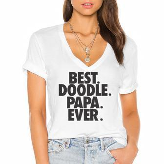 Goldendoodle Papa Best Doodle Papa Ever Dog Lover Gift Women's Jersey Short Sleeve Deep V-Neck Tshirt | Mazezy