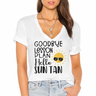 Good Bye School Hello Summer Women's Jersey Short Sleeve Deep V-Neck Tshirt | Favorety DE