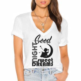 Good Night Sweet Dreams Women's Jersey Short Sleeve Deep V-Neck Tshirt | Favorety CA