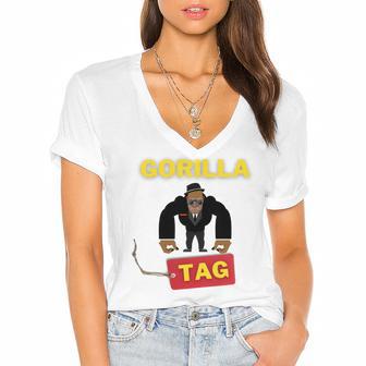 Gorilla Tag Pfp Maker Gorilla Tag Classic Women's Jersey Short Sleeve Deep V-Neck Tshirt | Favorety UK