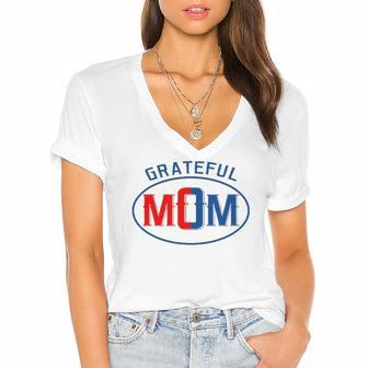 Grateful Mom Worlds Greatest Mom Mothers Day Women's Jersey Short Sleeve Deep V-Neck Tshirt | Mazezy