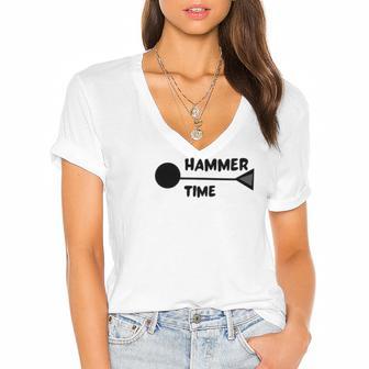 Hammer Time Track And Field Hammer Throw Women's Jersey Short Sleeve Deep V-Neck Tshirt | Favorety