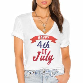 Happy 4Th Of July Independence Day V2 Women's Jersey Short Sleeve Deep V-Neck Tshirt | Favorety