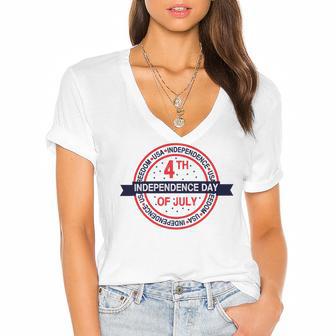 Happy 4Th Of July Usa Freedom Women's Jersey Short Sleeve Deep V-Neck Tshirt | Favorety UK