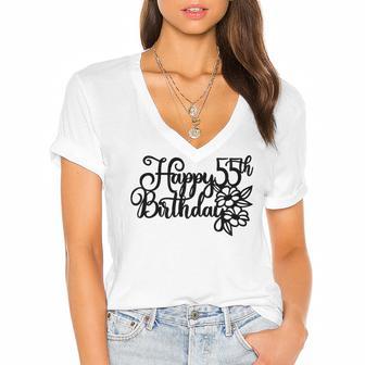 Happy Birthday Th V5 Women's Jersey Short Sleeve Deep V-Neck Tshirt | Favorety AU