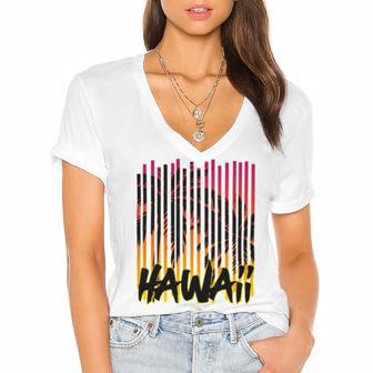 Hawaii V2 Women's Jersey Short Sleeve Deep V-Neck Tshirt | Favorety