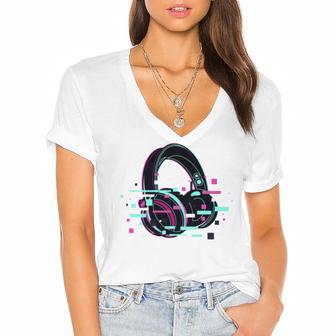 Headset Lover V2 Women's Jersey Short Sleeve Deep V-Neck Tshirt | Favorety DE