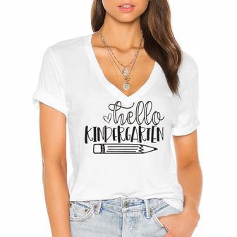 Hello Kindergarten V2 Women's Jersey Short Sleeve Deep V-Neck Tshirt | Favorety DE