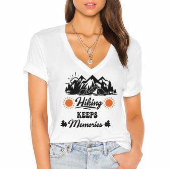 Hiking Keeps Memories V2 Women's Jersey Short Sleeve Deep V-Neck Tshirt | Favorety CA