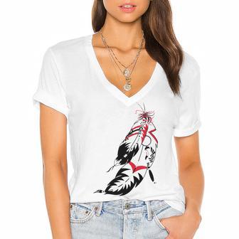 Huchnon Native American Tribe V6 Women's Jersey Short Sleeve Deep V-Neck Tshirt | Favorety AU