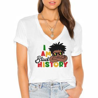 I Am Black History For Kids Boys Black History Month Women's Jersey Short Sleeve Deep V-Neck Tshirt - Monsterry AU