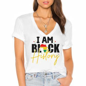 I Am Black History V2 Women's Jersey Short Sleeve Deep V-Neck Tshirt | Favorety CA