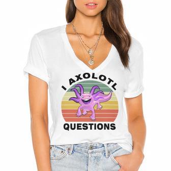 I Axlotl Questions Cute Axlotl V2 Women's Jersey Short Sleeve Deep V-Neck Tshirt | Favorety CA