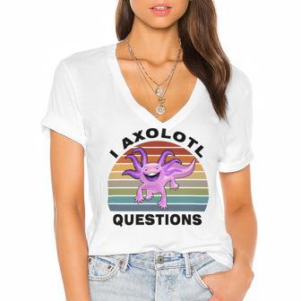 I Axlotl Questions Cute Axlotl V3 Women's Jersey Short Sleeve Deep V-Neck Tshirt | Favorety