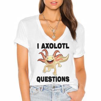 I Axlotl Questions Cute Axlotl Women's Jersey Short Sleeve Deep V-Neck Tshirt | Favorety