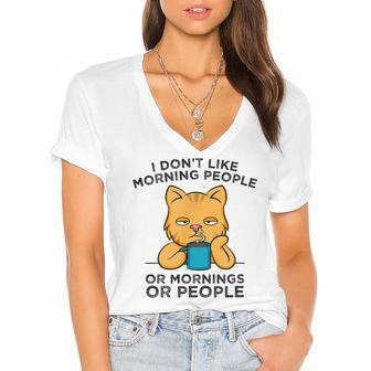 I Dont Like Morning People Or Mornings Or People V2 Women's Jersey Short Sleeve Deep V-Neck Tshirt | Favorety UK