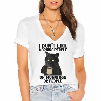 I Dont Like Morning People Or Mornings Or People V3 Women's Jersey Short Sleeve Deep V-Neck Tshirt | Favorety AU