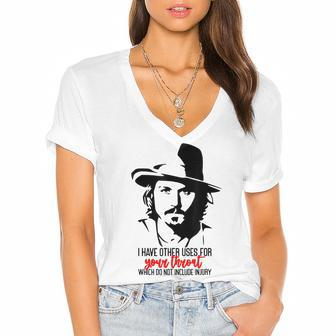 I Have A Other Uses For Your Throat Johnny Saying Women's Jersey Short Sleeve Deep V-Neck Tshirt - Monsterry UK