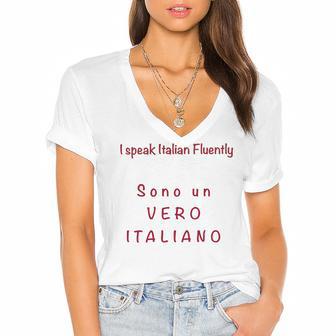 I Speak Italian Fluentlylanguage Italian Women's Jersey Short Sleeve Deep V-Neck Tshirt | Favorety CA