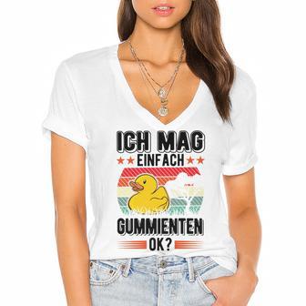 Ich Mag Einfach Gummienten Badeente Women's Jersey Short Sleeve Deep V-Neck Tshirt | Favorety AU