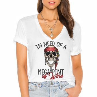 In Need Of A Mega Pint Of Wine Women's Jersey Short Sleeve Deep V-Neck Tshirt - Monsterry AU