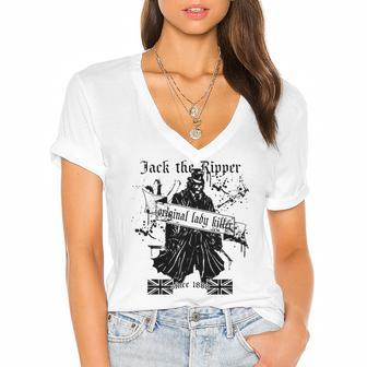 Jack The Ripper Original Lady Killer Classic True Crime Women's Jersey Short Sleeve Deep V-Neck Tshirt | Mazezy