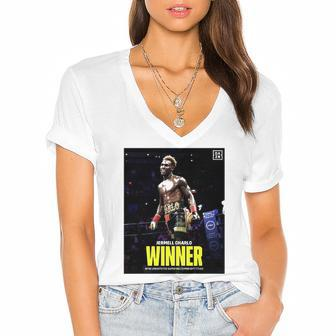 Jermell Charlo Winner Undisputed Super Welterweight Titles Women's Jersey Short Sleeve Deep V-Neck Tshirt | Mazezy