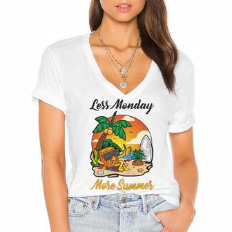 Less Monday More Summer Funny Pineapple Gift Pineapple Lover Women's Jersey Short Sleeve Deep V-Neck Tshirt | Favorety AU