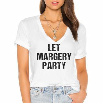 Let Margery Party Women's Jersey Short Sleeve Deep V-Neck Tshirt - Monsterry DE