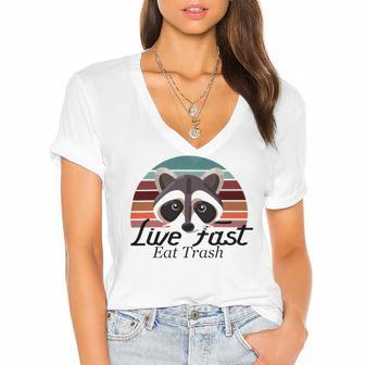 Live Fast Eat Trash 790 Shirt Women's Jersey Short Sleeve Deep V-Neck Tshirt | Favorety AU