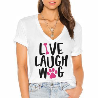 Live Laugh Bark 9 Trending Shirt Women's Jersey Short Sleeve Deep V-Neck Tshirt | Favorety