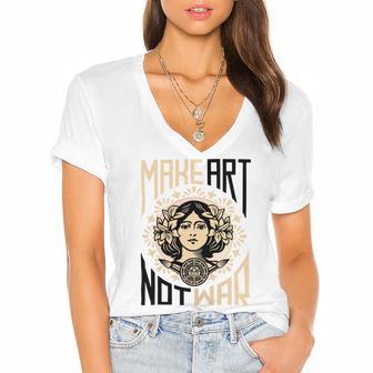 Make Art Not War Symbol Women's Jersey Short Sleeve Deep V-Neck Tshirt | Favorety DE