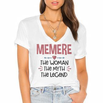 Memere Grandma Gift Memere The Woman The Myth The Legend Women's Jersey Short Sleeve Deep V-Neck Tshirt - Seseable
