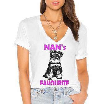 Miniature Schnauzer At Home Nans Favourite Multi Tasking Dog Women's Jersey Short Sleeve Deep V-Neck Tshirt | Favorety DE