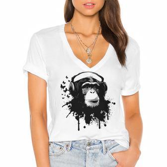 Monkey Business Women's Jersey Short Sleeve Deep V-Neck Tshirt | Favorety