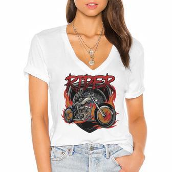 Motorcycle Halloween Costume Motorbike 497 Shirt Women's Jersey Short Sleeve Deep V-Neck Tshirt | Favorety