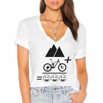 Mountain Biking Funny - Mountain Bike Happiness 194 Shirt Women's Jersey Short Sleeve Deep V-Neck Tshirt | Favorety DE