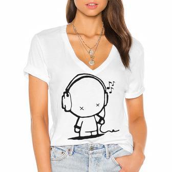 Music Man Women's Jersey Short Sleeve Deep V-Neck Tshirt | Favorety UK