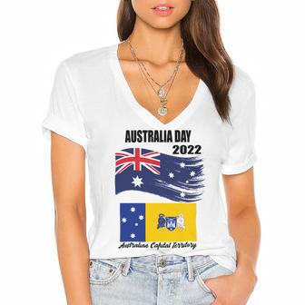 New Australia Day 2022 V2 Women's Jersey Short Sleeve Deep V-Neck Tshirt | Favorety UK