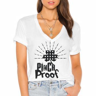 New Pinch Proof St Patricks Women's Jersey Short Sleeve Deep V-Neck Tshirt | Favorety CA