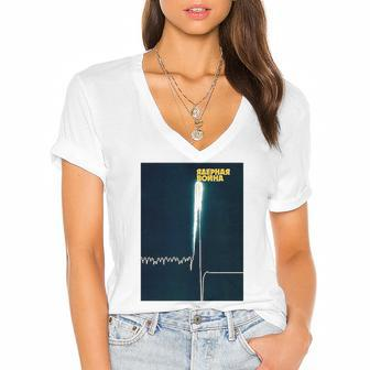 Nuclear War Soviet Visuals Poster Women's Jersey Short Sleeve Deep V-Neck Tshirt | Mazezy