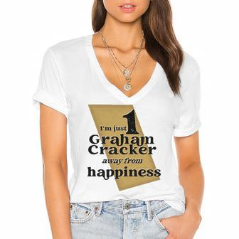 One Graham Cracker Happiness Graham Cracker Lover Gift Women's Jersey Short Sleeve Deep V-Neck Tshirt | Mazezy