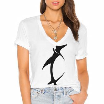 Penguin Icon Women's Jersey Short Sleeve Deep V-Neck Tshirt | Favorety