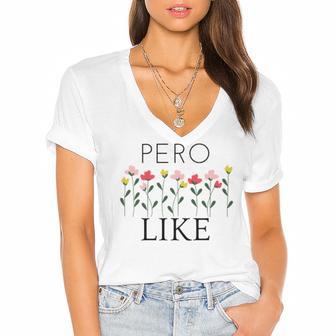 Pero Like Women's Jersey Short Sleeve Deep V-Neck Tshirt | Favorety CA