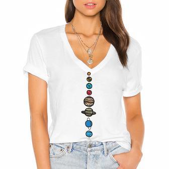 Planets Colour Women's Jersey Short Sleeve Deep V-Neck Tshirt | Favorety DE