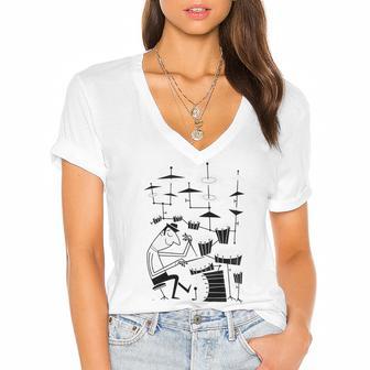 Play That Beat Women's Jersey Short Sleeve Deep V-Neck Tshirt | Favorety CA