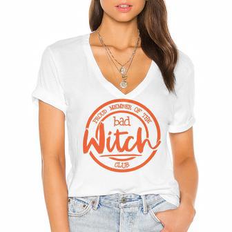 Proud Member Of The Bad Witch Club Circle Basic Women's Jersey Short Sleeve Deep V-Neck Tshirt | Favorety DE