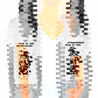 Proud Pug Mom With Pug Portrait Women's Jersey Short Sleeve Deep V-Neck Tshirt | Mazezy