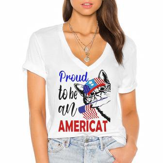 Proud To Be An Americat 807 Shirt Women's Jersey Short Sleeve Deep V-Neck Tshirt | Favorety